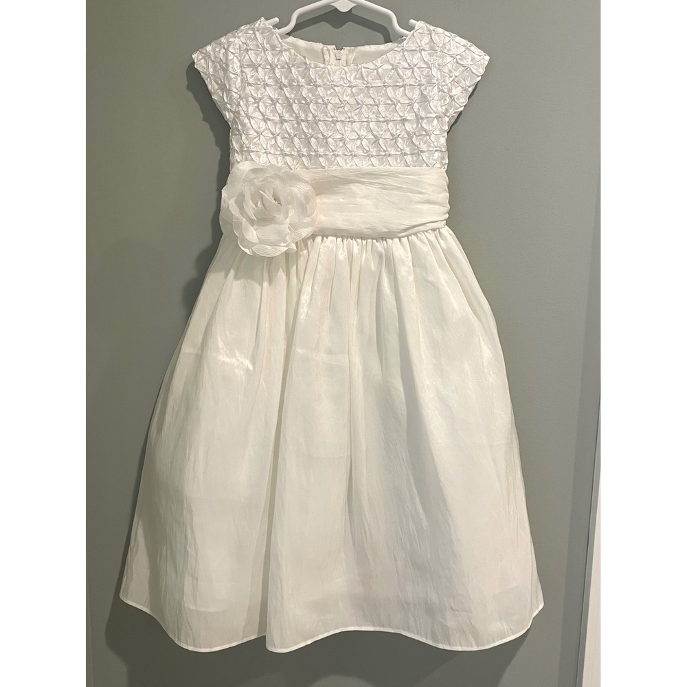 White Dress Sweet Kids USA Flower Girl Party Special Occasion Sz 4